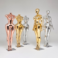 Mannequin en plastique pour femme, corps entier, BBL, corps galbé, grande taille, mannequin brillant en or rose, argent, électroplaqué, mannequin chromé