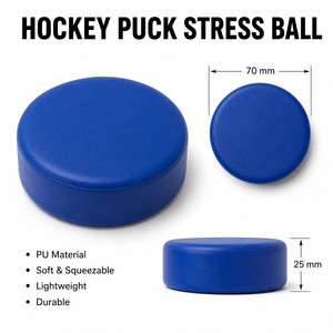 Balle anti-stress en PU personnalisée avec logo, en forme de rondelle de hockey, jouet souple à presser pour soulager le stress, événements sportifs, cadeau promotionnel, souvenir d'équipe - Product Image 5