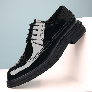 Zapatos Oxford de Hombre de Charol con Punta Puntiaguda, Cordones, Suela de Goma, Suela Blanda, Zapatos de Vestir para Boda, Estilo Otoñal - Product Image 1