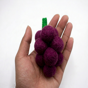 Stitched <b>Wool</b> Felt & Yarn Purple and Green Grapes Interactive Educational Play Toys for Kids - Product Image 3