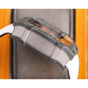 Montre mécanique multifonctionnelle Tonneau en fibre de carbone avec cadran en saphir, bracelet en toile de 24 mm, réserve de marche, étanche 3 ATM, unisexe - Product Image 5