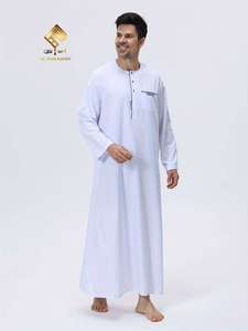 Último modelo en material suave antipilling, túnica árabe de alta gama para hombre, estilo marroquí de manga larga con parche cosido. Algodón de excelente calidad. - Product Image 5
