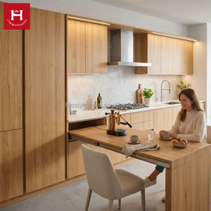 HAPPY HOUSES <span class=keywords><strong>Armoire</strong></span> de <span class=keywords><strong>cuisine</strong></span> gain de place en bois naturel <span class=keywords><strong>avec</strong></span> table à manger coulissante et garde-manger haut fonctionnel – Ensemble moderne - Product Image 2