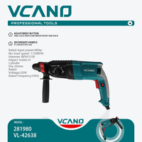 Marteau perforateur rotatif VCANO 220V, haute puissance, impact, rotation à 360°, poignée auxiliaire, cylindre de 26 mm, marteau de toiture industriel, marteau à clous, pistolet