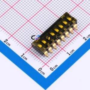 HAD-08LWAG-2 DIP Switch SMD-16P,6.4x21.4mm Switch Flat Toggle, Groove Type Single Pole Single Throw 8 2.54mm - Product Image 1