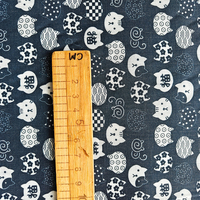 Tissu imprimé chats et poissons de style japonais, pré-coupé, 3 yards/pièce, polyester et coton mélangés, pour projets de couture faits main DIY