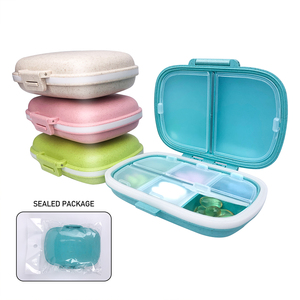 Customize Logo Wheat Straw Pill Box Medicine Organizer 8 Grid Moisture-proof Travel Pill Cases