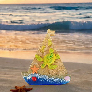 Imán de nevera oceánico de resina personalizado triángulos imán de nevera con vista al mar - Product Image 2