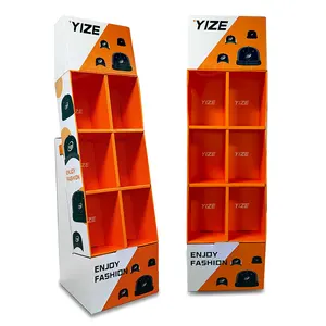 New Design Customized Cardboard Pockets POP Display Matte Cardboard Hats Floor Display for Supermarket