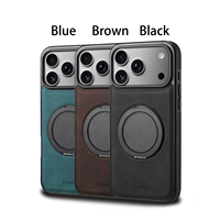 Coque magnétique 360° pour iPhone 18 Pro Max °   Support rotatif avec boucle annulaire en similicuir givré 17 Air 16 15 14 13 12