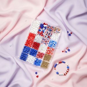 Kit de Cuentas de Plástico Azules, Rojas y Blancas para el Día de la Independencia Americana, Cuentas Sueltas para Hacer Joyería y Accesorios - Product Image 2