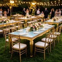 Table de banquet de mariage élégante en or avec plateau miroir pour événements - Vente en gros