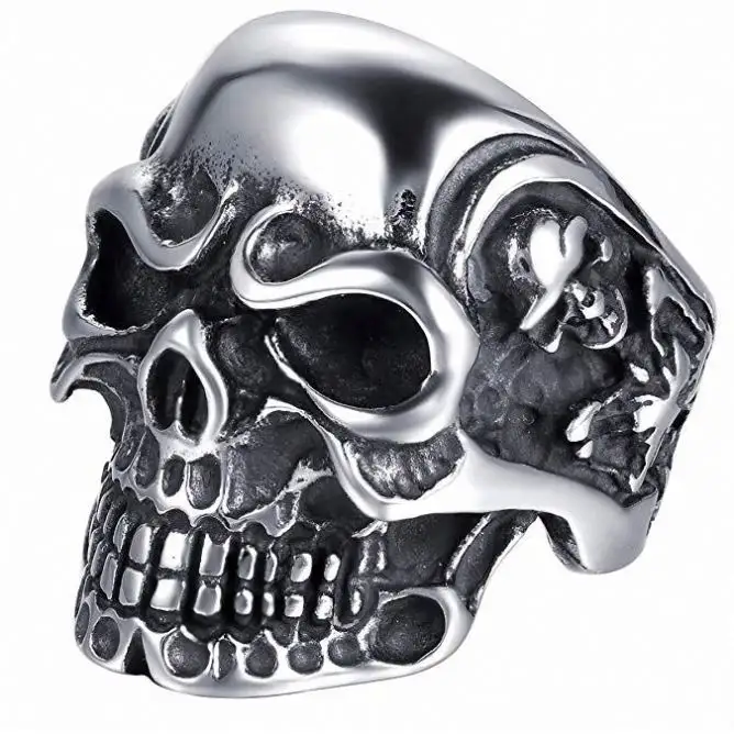 Fashion New Design Vintage Flower Rings 925 Sterling Silver Skull Ring For Men