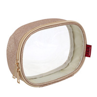 Petit étui à cosmétiques de voyage en PVC rectangulaire transparent et étanche à paillettes pour femmes organisateur de sac pochette de maquillage