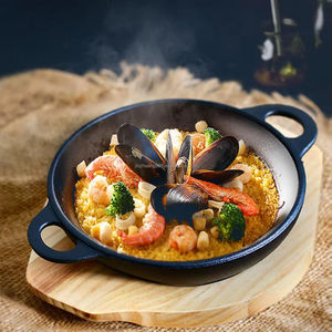 Plat de service japonais pour steak, mini-plat en fonte pour steak, plat rond pour steak avec base en <span class=keywords><strong>bois</strong></span> - Product Image 4