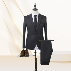 Chất Lượng Cao 2-Mảnh Người Đàn Ông Của Kinh Doanh Phù Hợp Với Đôi Ngực Với Nút Bay Dài Văn Phòng Chính Thức Workwear Với Flat Front Phong Cách - Product Image 6