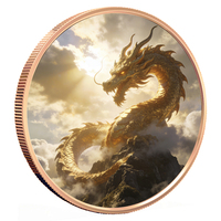 Pièce de collection en cuivre haute qualité, 5 AVDP oz, 999 fin, thème Dragon Doré coloré, collection de métaux d'investissement
