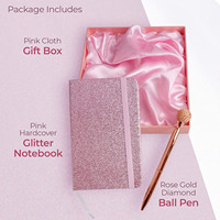 Carnet à couverture rigide personnalisé Kawaii, papeterie promotionnelle, stylo rose pailleté, ensemble de carnets mignons