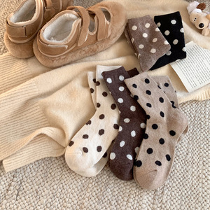 Chaussettes en <span class=keywords><strong>laine</strong></span> thermique à gros pois pour femmes, toutes saisons - Product Image 6