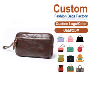 Cartera de mano de cuero genuino marrón para hombre con cierre de cremallera |   Fabricación Personalizada OEM/ODM para Marcas Minimalistas y Urbanas - Product Image 2