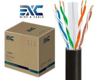 EXC Buena calidad Cat6 Cable de red UTP negro 305M 23AWG Alta velocidad