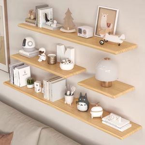 <b>Wall</b>-<b>mounted</b> Solid Wood <b>Shelf</b> Rectangle Single Layer Living Room Display Rack Flower Pot Storage - Product Image 5
