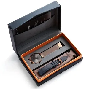 럭셔리 시계 케이스 패션 디자인 포장 고품질 직사각형 블랙 빈 선물 종이 시계 상자 포장