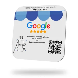 Customized Epoxy Google Review Collection NFC Sticker with QR Code Waterproof Desk NFC Google Review Tag