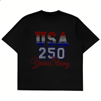 Transfert de strass personnalisé pour la Fête de l'Indépendance, motif thermocollant pour T-shirts