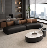 Zeitgenössische U-förmige Sessel Gebogene Lounge-Sofas für Büro, Hotel-Lobby, Wohnzimmer, Wartebereich Leder-Sofa Couch