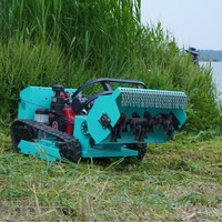 Machine à désherber industrielle sur chenilles, autopropulsée, diesel 4 temps, avec télécommande et manche télescopique, pour jardins, vergers et forêts