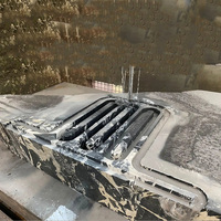 Console d'entrée en marbre Portoro de qualité supérieure, monolithique, avec découpe en arche, triple cadre en U encastré, pour villa haut de gamme