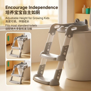 Frog Shaped <b>Step</b> <b>Stool</b> For <b>Toddlers</b> With Toilet Seat PP Material Foldable Potty Training Aid For Boys And Girls - Product Image 4