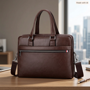 Porte-documents d'affaires portable unisexe en cuir véritable Wriza, durable, avec fermeture à rabat, luxueux, souple, pour le bureau, les voyages et l'usage quotidien - Product Image 2