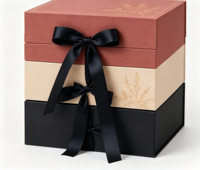 Caja de Regalo con Lazo de Satén Negro, Caja Personalizada para Bodas, Cumpleaños, Cosméticos, Joyería, con Múltiples Logotipos Personalizados Aceptables