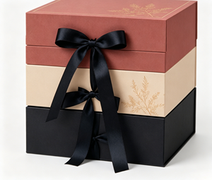 Caja <span class=keywords><strong>de</strong></span> Regalo con Lazo <span class=keywords><strong>de</strong></span> Satén Negro, Caja Personalizada para Bodas, Cumpleaños, Cosméticos, Joyería, con Múltiples Logotipos Personalizados Aceptables - Product Image 1