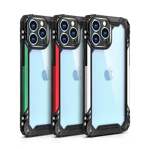 Shockproof IronMan Phone Case Hybrid PC TPU Metal Transparent Phone Hard Case For iPhone 14 13 12 11 Phone Protective Case
