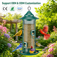 Mangeoire à oiseaux JH-Mech 13,8 pouces, robuste, en métal, avec 4 ports d'alimentation, anti-écureuils, pour accrocher à l'extérieur
