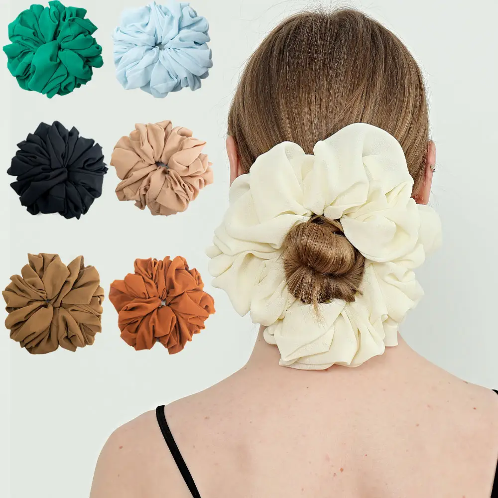 नई फैशन लचीला हेयर बैंड वृहदाकार scrunchies बड़े रेशम साटन बाल scrunchies के लिए महिलाओं के सामान