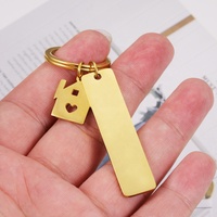 Porte-clés personnalisé en acier inoxydable poli, avec Logo gravé vide en métal plaqué or