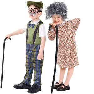 Disfraz de Abuelo para Niños, Pantalones a Cuadros, Sombrero, Gafas y Vestido Floral de Abuela, Disfraz para Actuaciones de TV y Cine para Niñas - Product Image 1
