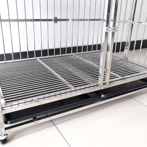 Kandang Anjing PetFit Besar Bertingkat Dua dari Baja Anti Karat dengan <span class=keywords><strong>2</strong></span>-4 Kompartemen Baki Plastik untuk Salon Perawatan Hewan & Layanan Penginapan - Product Image 4