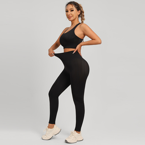 Yoga Set Custom Tummy Control Sportswear Set <b>Cross</b> Back Yoga <b>Tops</b> Scrunch Butt Workout Leggings Women's Yoga Clothes - Product Image 3