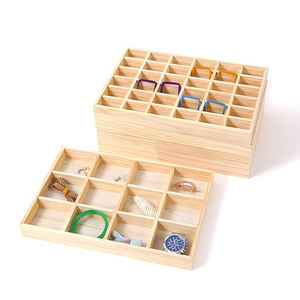 D5256 Plateaux en bois naturel pour <span class=keywords><strong>tiroirs</strong></span>, commodes, présentoirs de magasin, 24 à 36 compartiments, plateau à bijoux empilable et organisateur - Product Image 2