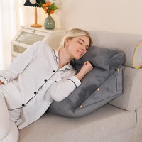 Verstellbares ergonomisches Keilkissen zum Lesen, abnehmbare Nackenrolle, weiches, mit Baumwolle gefülltes Samtkissen, Rückenstützkissen für das Bett, Seitenkissen