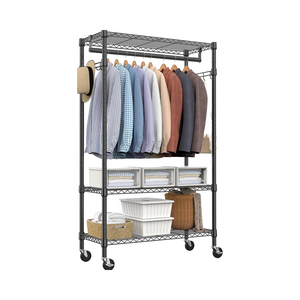 رفوف أسلاك كروم قابلة للتعديل 3 طبقات حديثة للخدمة الشاقة-خطافات جانبية متعددة الوظائف - Product Image 1