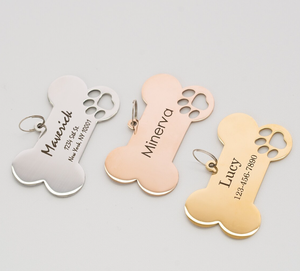 Hondenpenning met pootafdruk, bijpassende hanger, graveerbaar, roestvrij staal, cadeauset voor dierenliefhebbers - Product Image 3