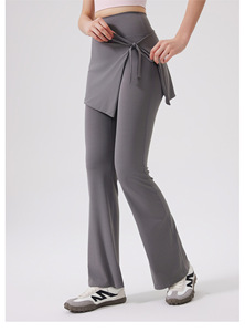 Women's 2-in-1 Detachable Wrap Skirt <b>Flare</b> Yoga Pants High Waist Tummy Control Sports <b>Leggings</b> Quick Dry Gym Pants Wholesale - Product Image 2