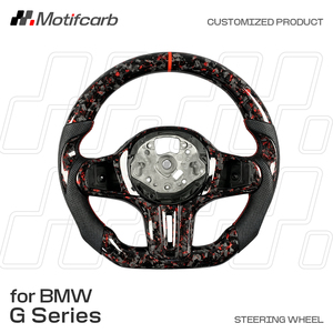 Volant personnalisé en fibre de carbone forgée rouge pour BMW G20 G30 G2X G3X X5 X3M X4M M2 M3 M4 M5 M8 Z4 850i 740i 550i 440i 340i - Product Image 2