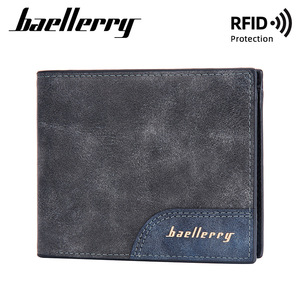 กระเป๋าสตางค์แบบสามพับสำหรับผู้ชาย Baellerry สีดำ สีน้ำเงิน สีน้ำตาลเข้ม ป้องกัน RFID ใช้ได้ทุกวัน สีพื้น ตกแต่งด้วยตัวอักษร คอลเลคชั่นฤดูใบไม้ผลิ 2024 - Product Image 3